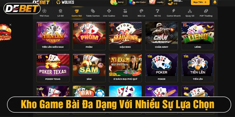 Game bài tại nhà cái Debet với nhiều sản phẩm cược từ truyền thống đến hiện đại